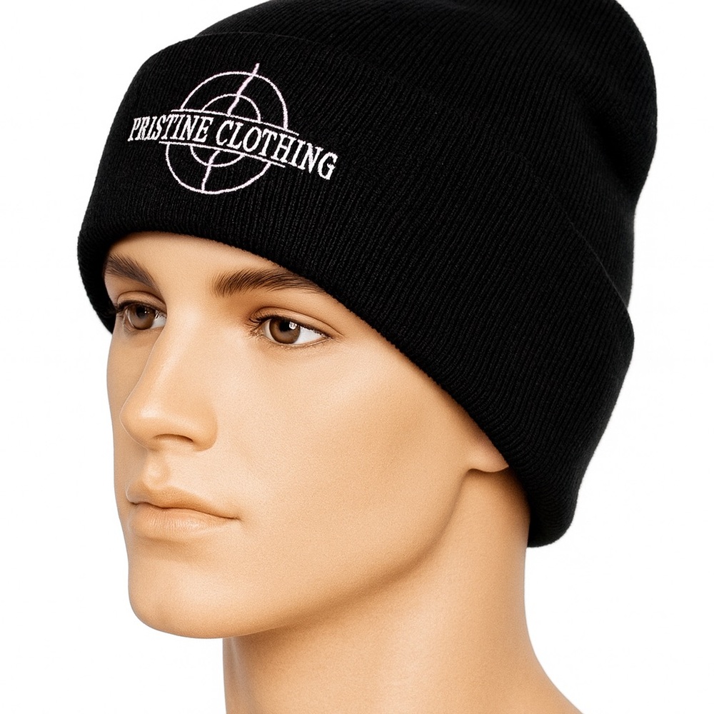 Pristine Clothing Black Knit Beanie — Unisex (NEW)